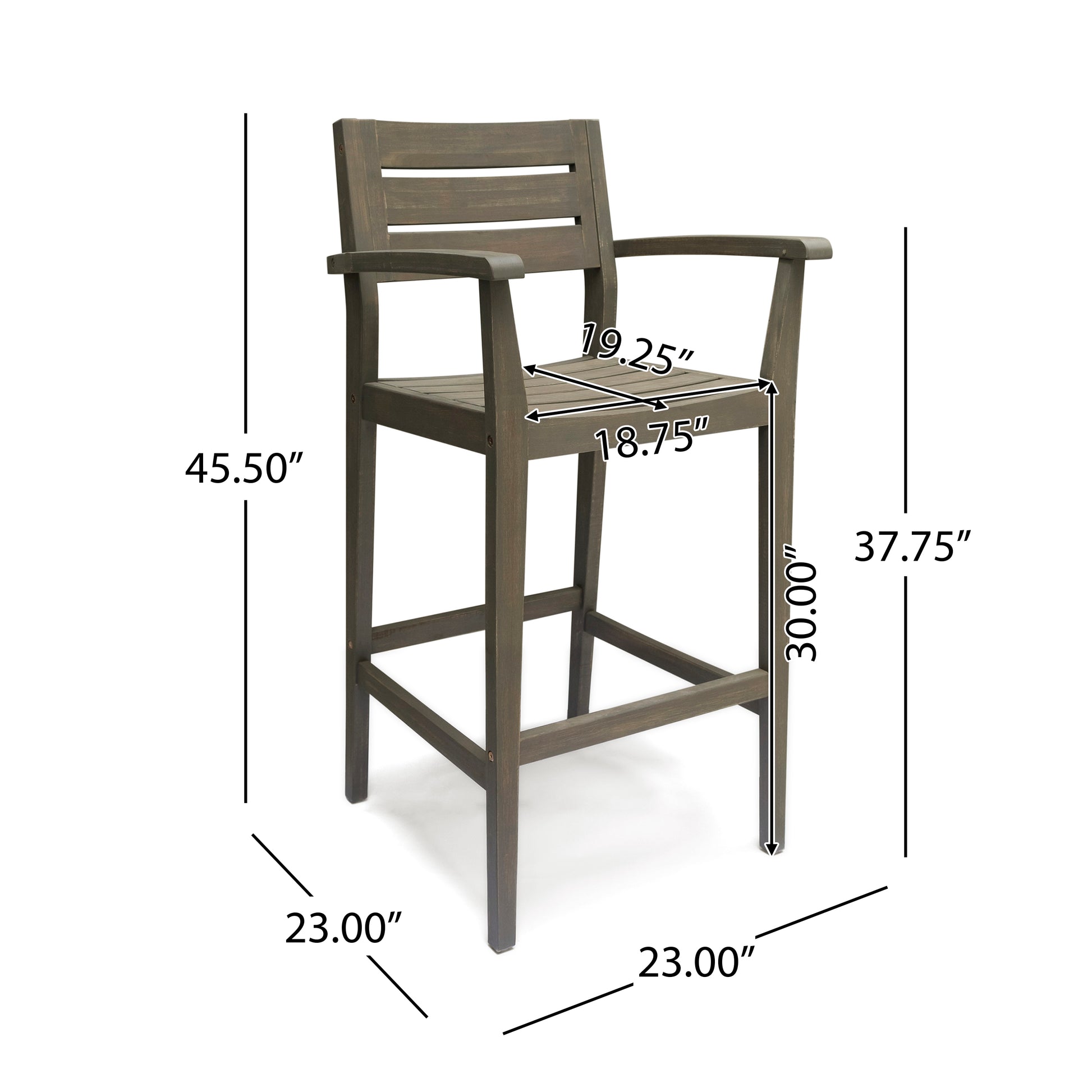 Grey Wood Bar Stools - 4 Piece Set for Patio Outdoor Spaces