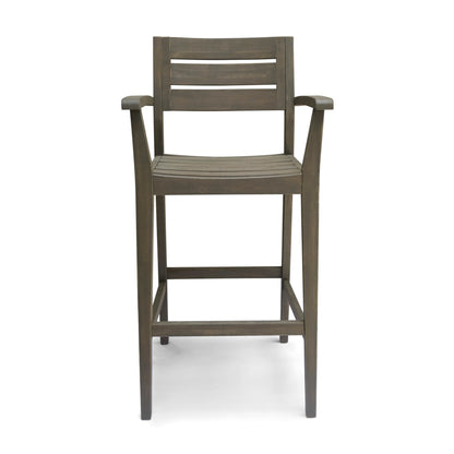 Grey Wood Bar Stools - 4 Piece Set for Patio Outdoor Spaces