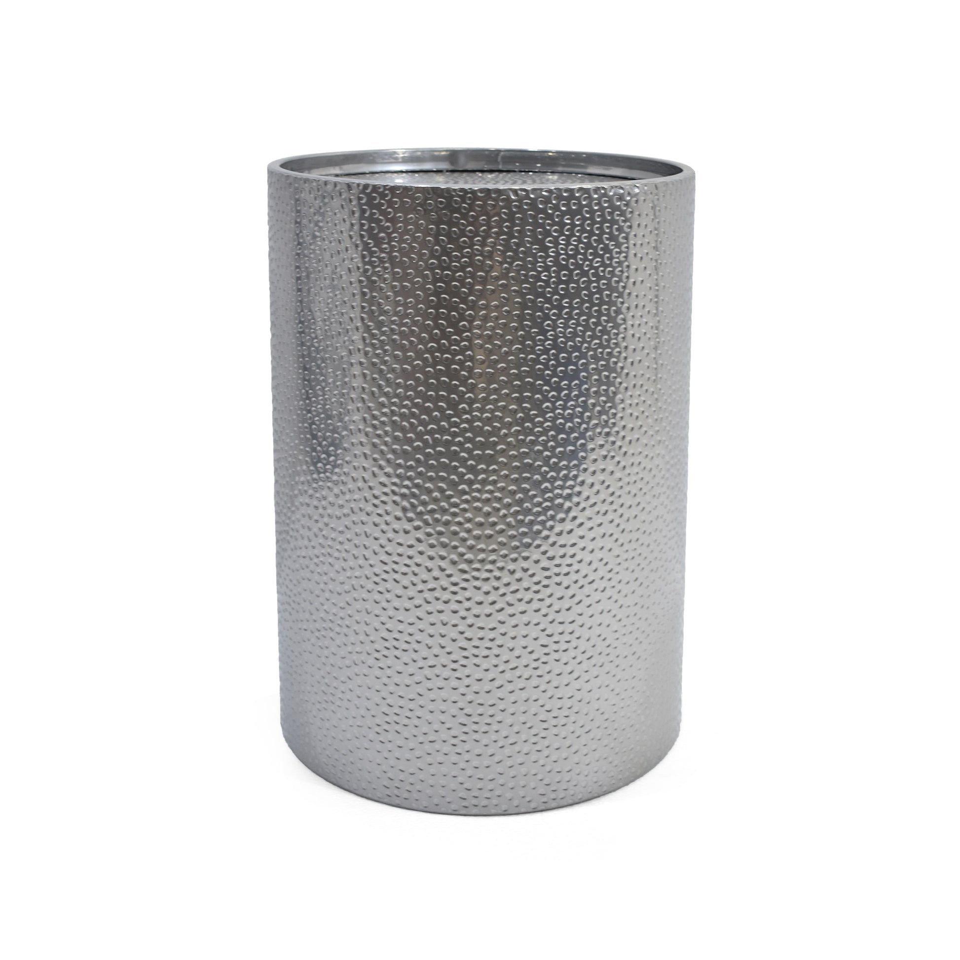 Silver Hammered Metal Side Table - 16" x 16" for Living Room