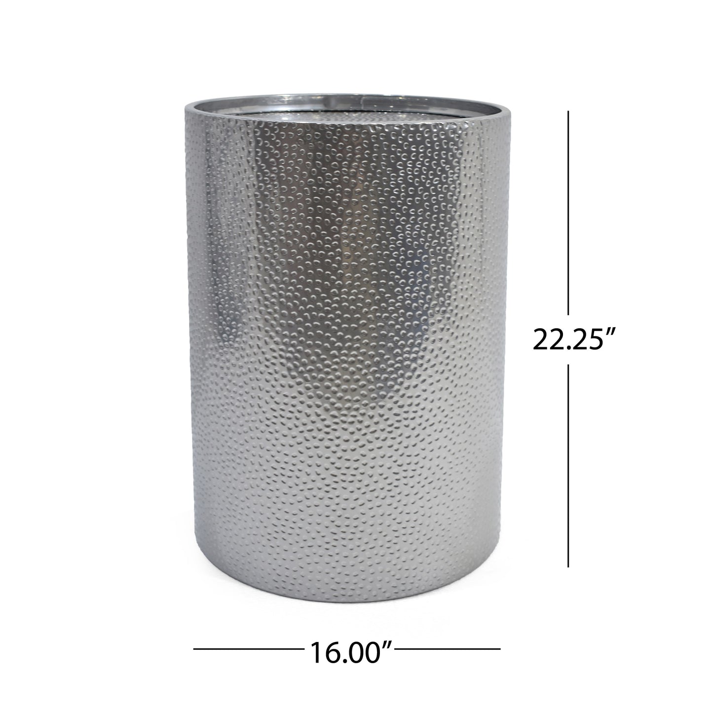 Silver Hammered Metal Side Table - 16" x 16" for Living Room