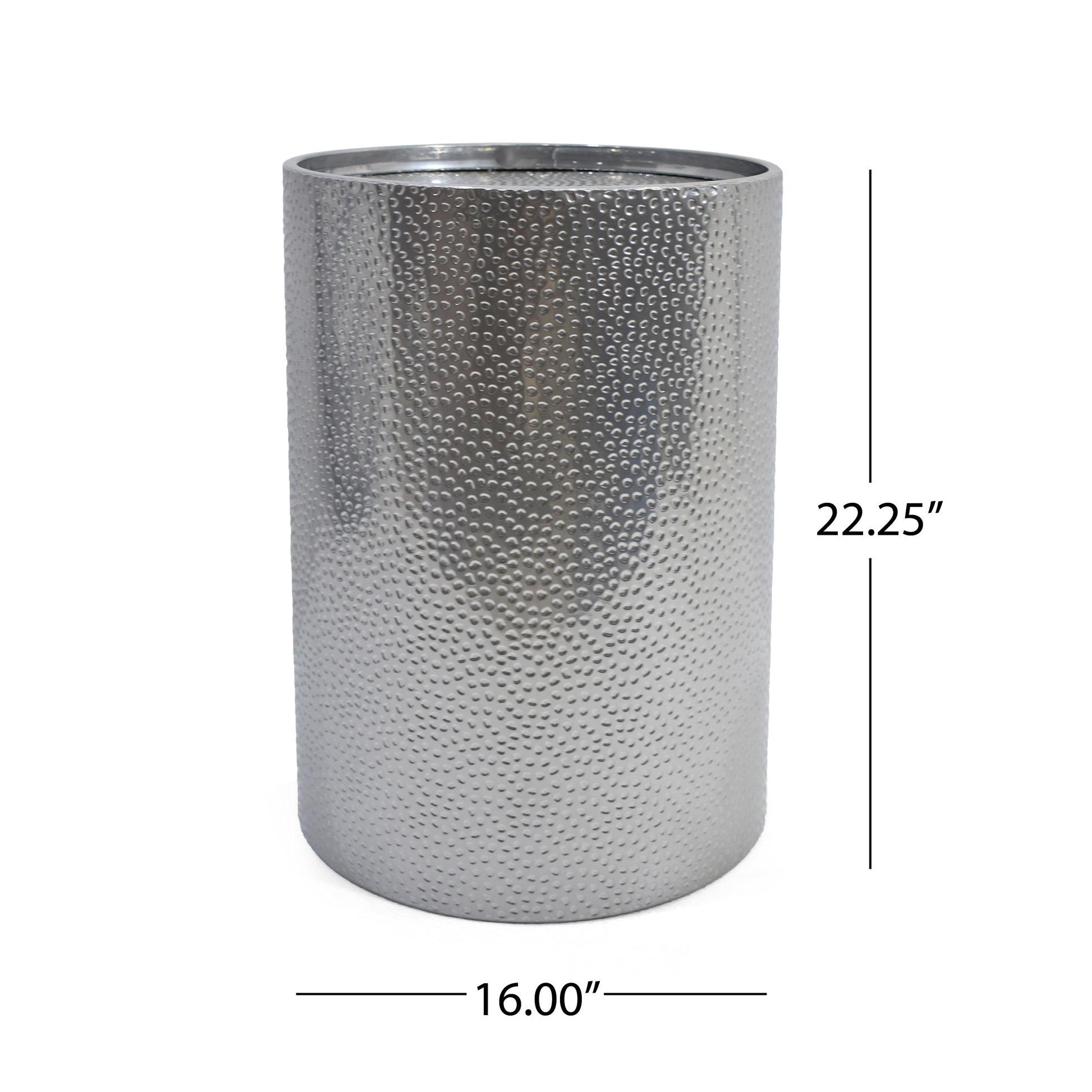 Silver Hammered Metal Side Table - 16" x 16" for Living Room