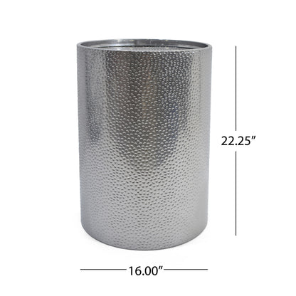 Silver Hammered Metal Side Table - 16" x 16" for Living Room