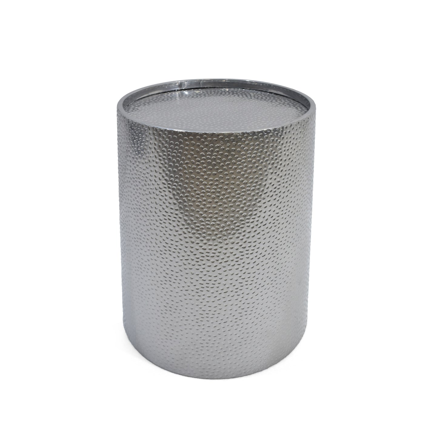 Silver Hammered Metal Side Table - 16" x 16" for Living Room