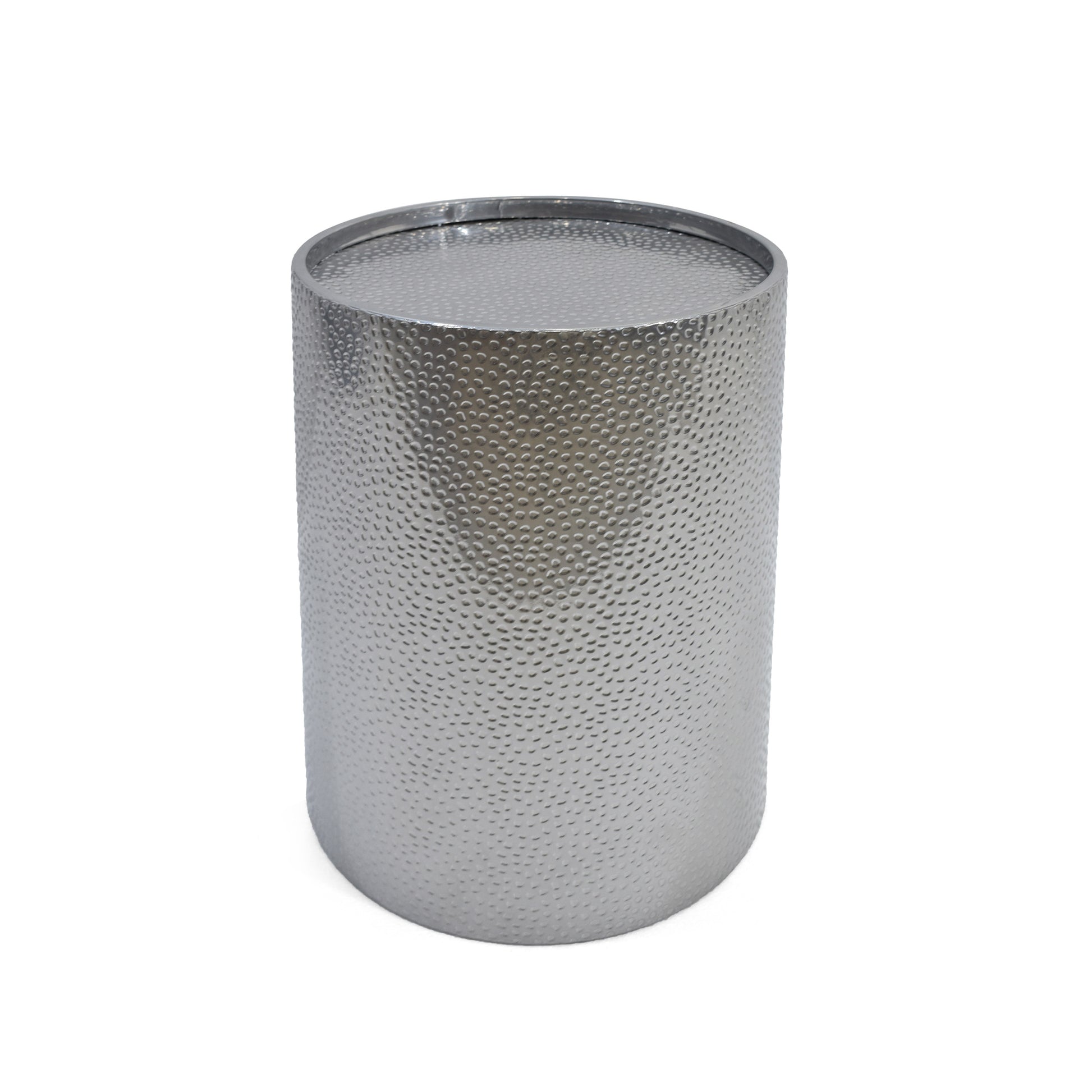 Silver Hammered Metal Side Table - 16" x 16" for Living Room