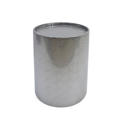 Silver Hammered Metal Side Table - 16" x 16" for Living Room
