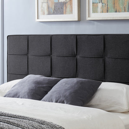Black California King Headboard - Linen Upholstered Bed Frame
