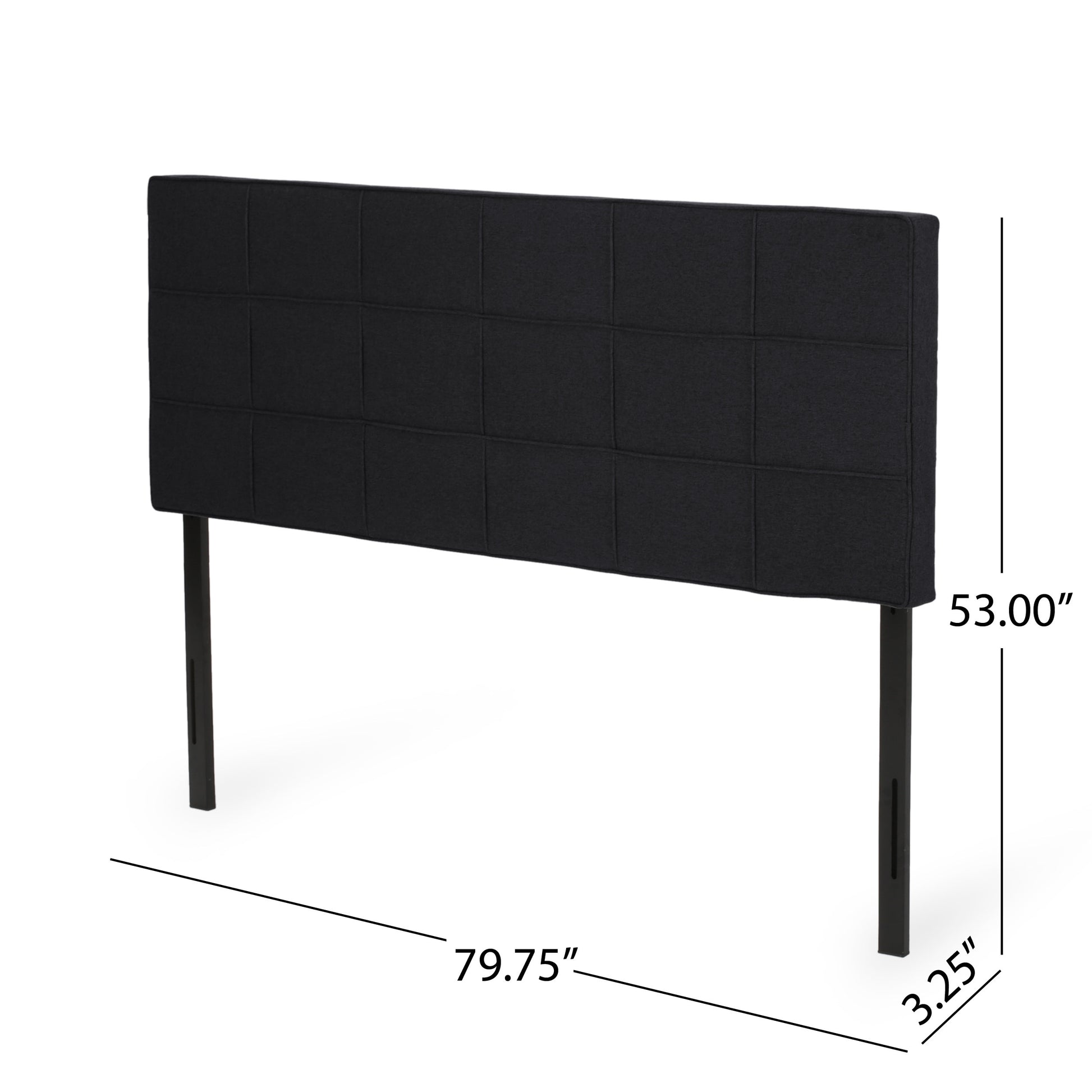Black California King Headboard - Linen Upholstered Bed Frame