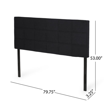 Black California King Headboard - Linen Upholstered Bed Frame