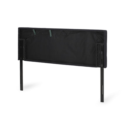 Black California King Headboard - Linen Upholstered Bed Frame