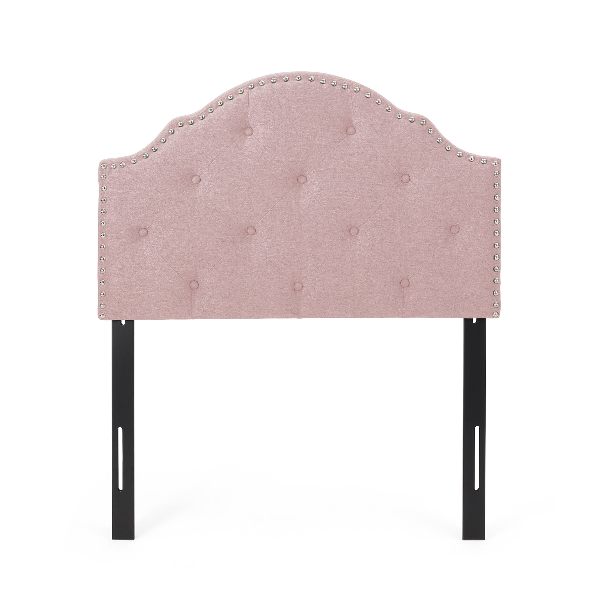 Twin Size Blush Fabric Headboard Button Tufted