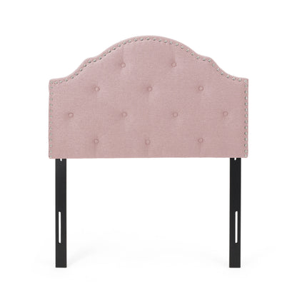 Twin Size Blush Fabric Headboard Button Tufted