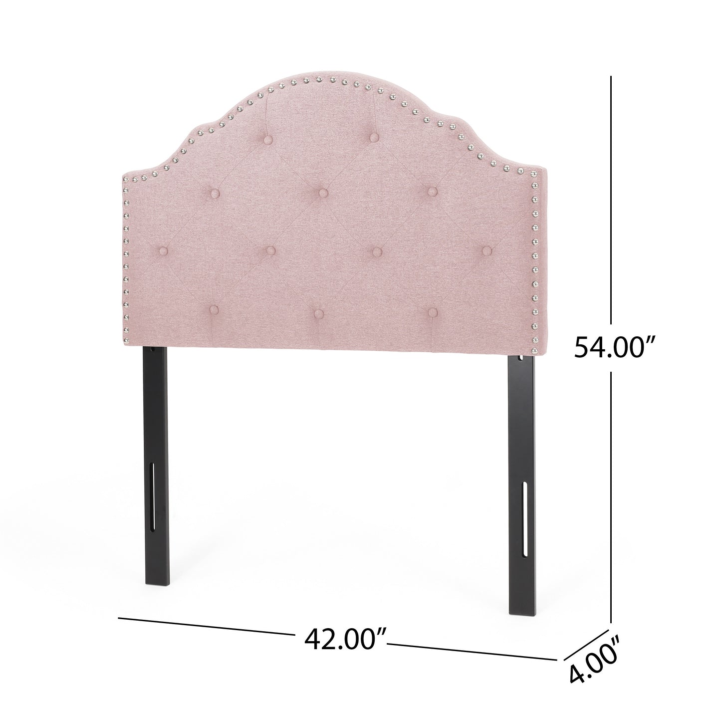 Twin Size Blush Fabric Headboard Button Tufted