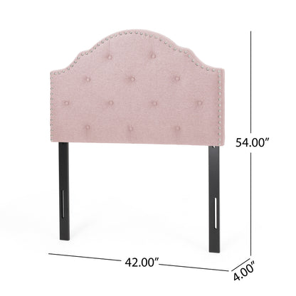 Twin Size Blush Fabric Headboard Button Tufted