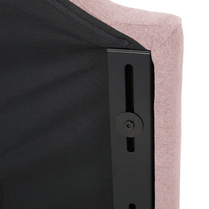 Twin Size Blush Fabric Headboard Button Tufted