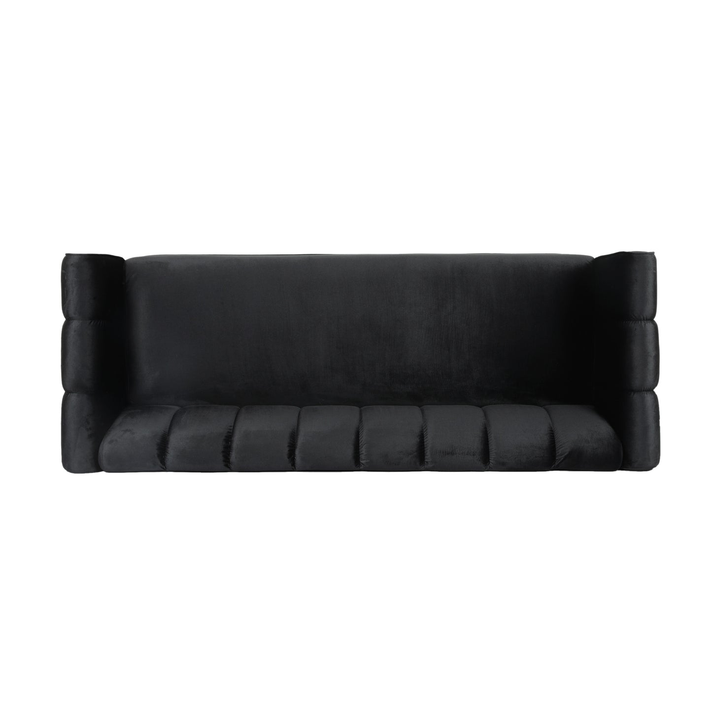Black Velvet 3-Seater Sofa - Modern Glam Design for Living Room