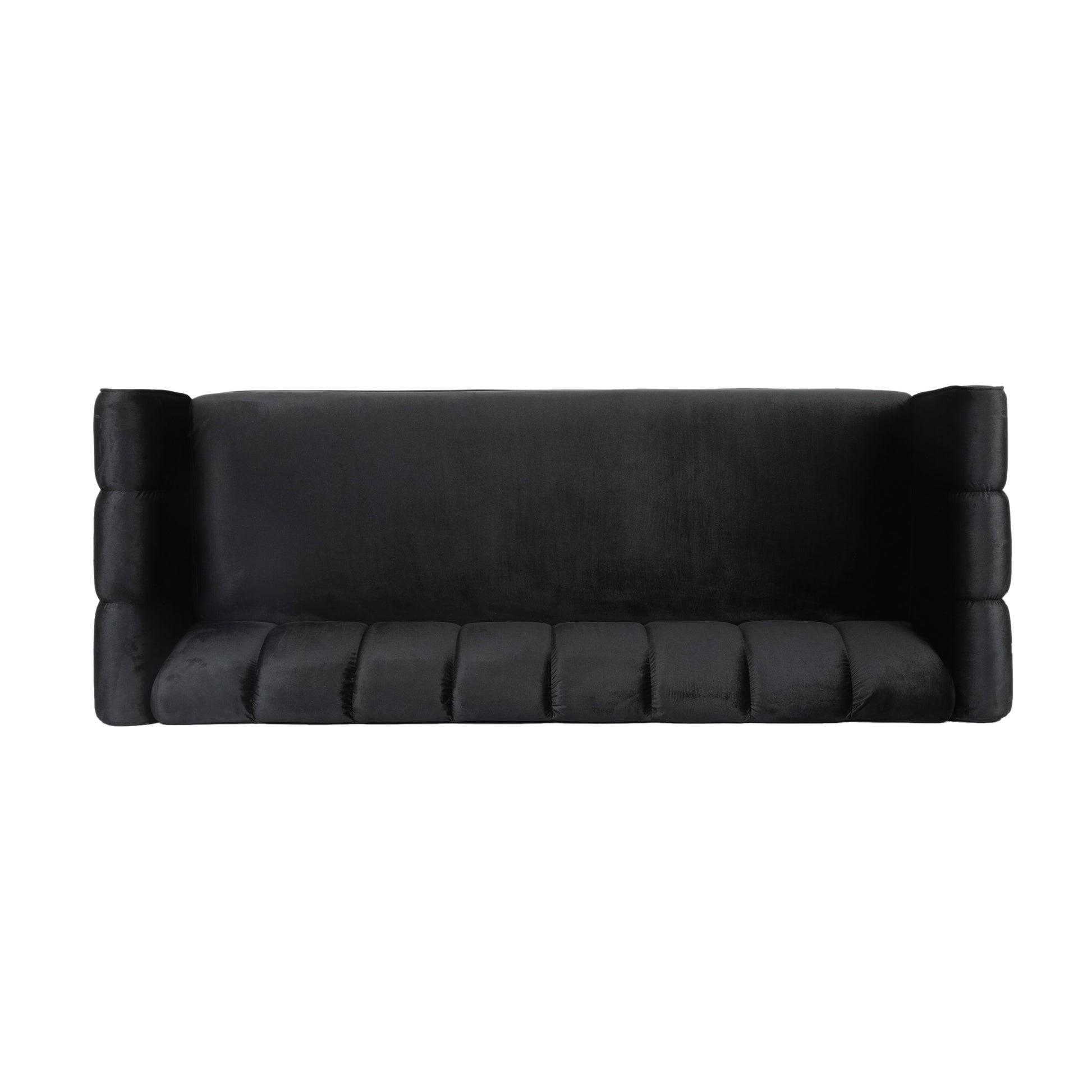 Black Velvet 3-Seater Sofa - Modern Glam Design for Living Room