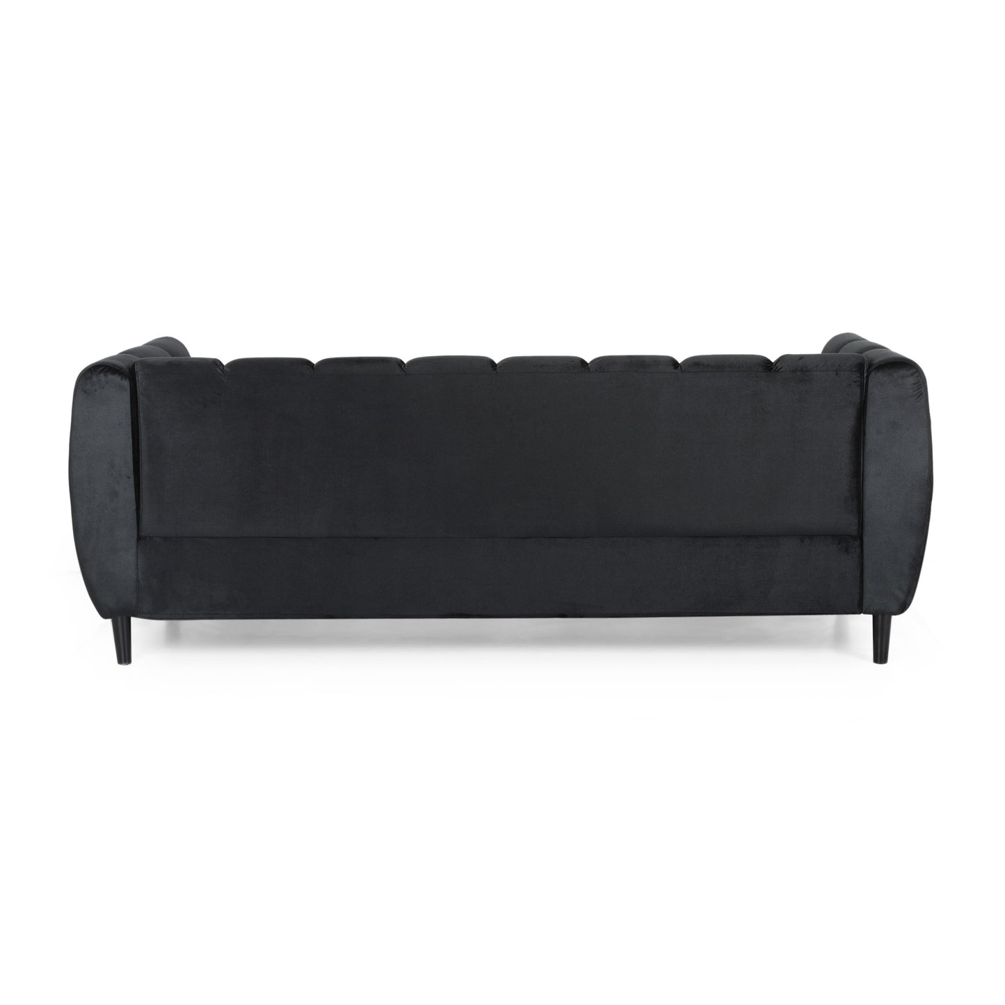 Black Velvet 3-Seater Sofa - Modern Glam Design for Living Room