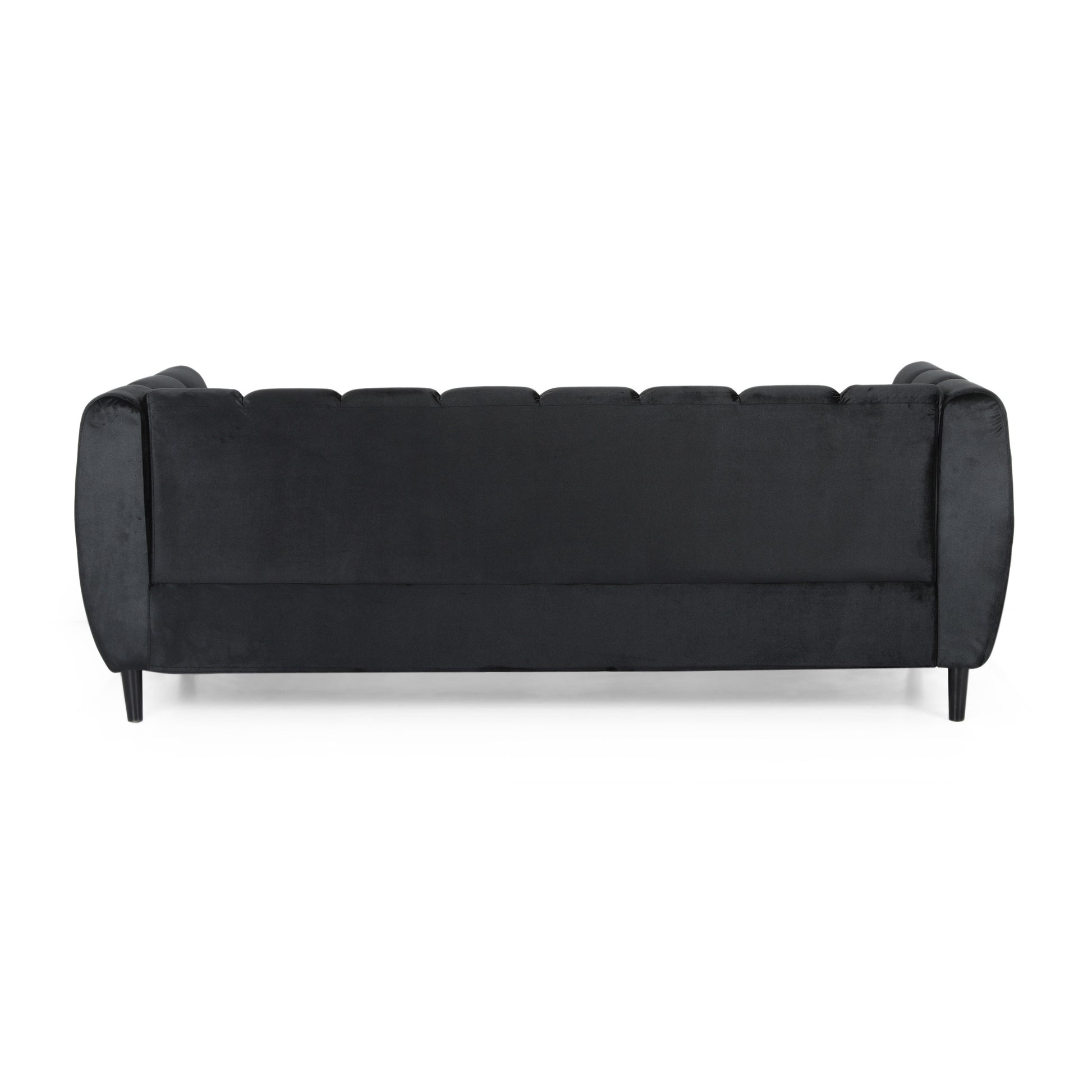 Black Velvet 3-Seater Sofa - Modern Glam Design for Living Room