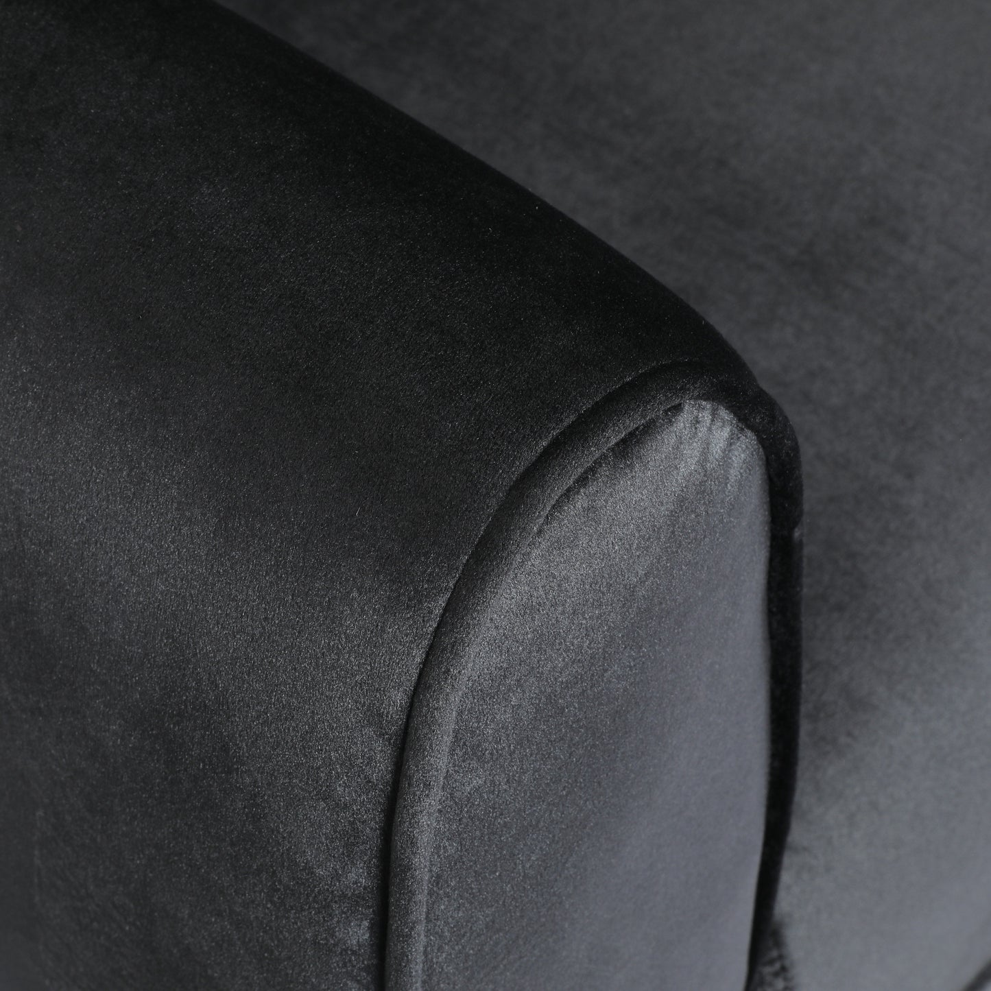 Black Velvet 3-Seater Sofa - Modern Glam Design for Living Room