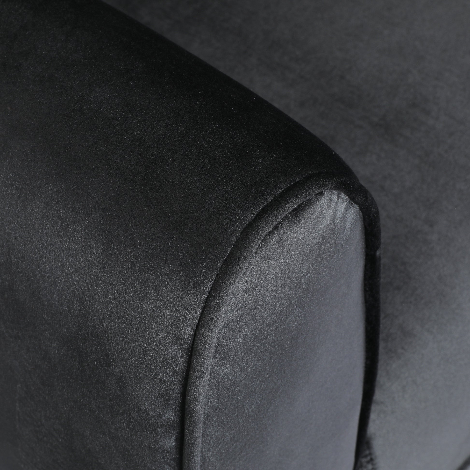 Black Velvet 3-Seater Sofa - Modern Glam Design for Living Room