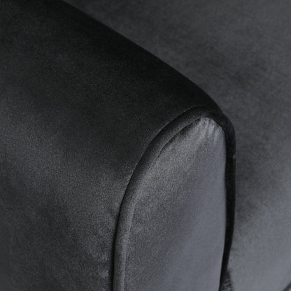 Black Velvet 3-Seater Sofa - Modern Glam Design for Living Room