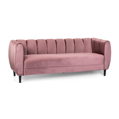 Blush Velvet 3-Seater Sofa - 83.25" Wide for Living Room