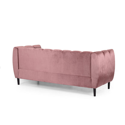 Blush Velvet 3-Seater Sofa - 83.25" Wide for Living Room