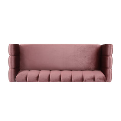 Blush Velvet 3-Seater Sofa - 83.25" Wide for Living Room