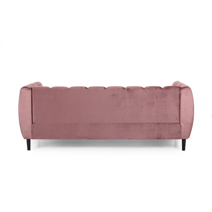 Blush Velvet 3-Seater Sofa - 83.25" Wide for Living Room
