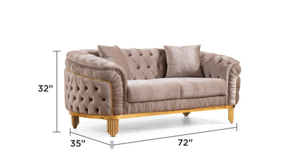 Vanessa Loveseat - Taupe Velvet Comfort