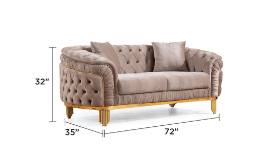 Vanessa Loveseat - Taupe Velvet Comfort