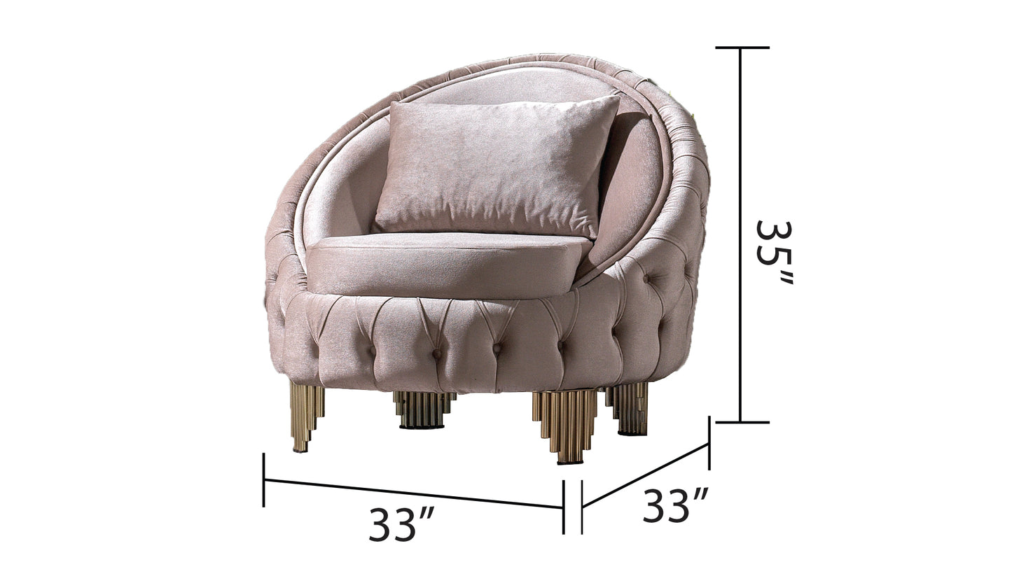 Taupe Polyester Wood Frame Sofa - Modern Style Chair