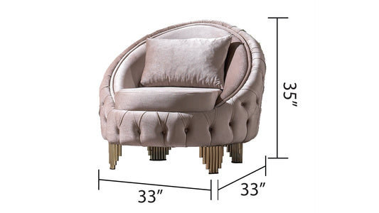 Taupe Polyester Wood Frame Sofa - Modern Style Chair