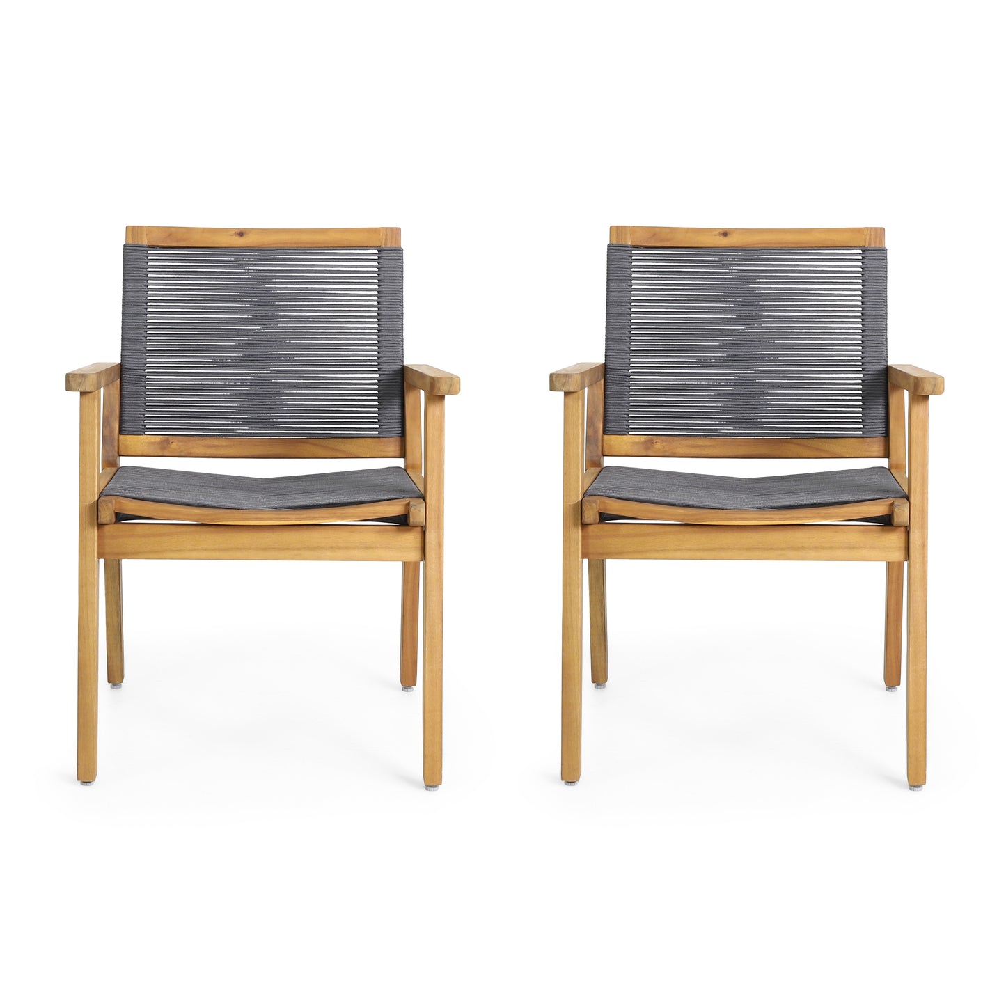 Dark Grey Acacia Wood Patio Chairs - Set of 2