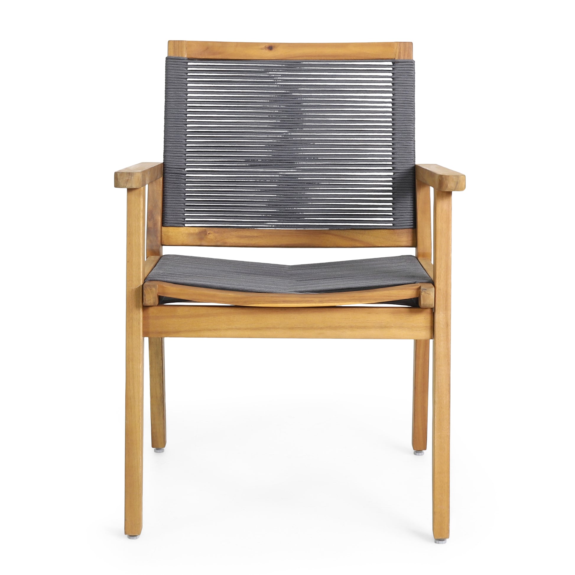 Dark Grey Acacia Wood Patio Chairs - Set of 2