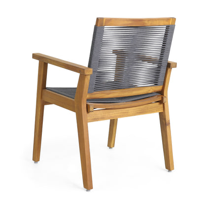 Dark Grey Acacia Wood Patio Chairs - Set of 2