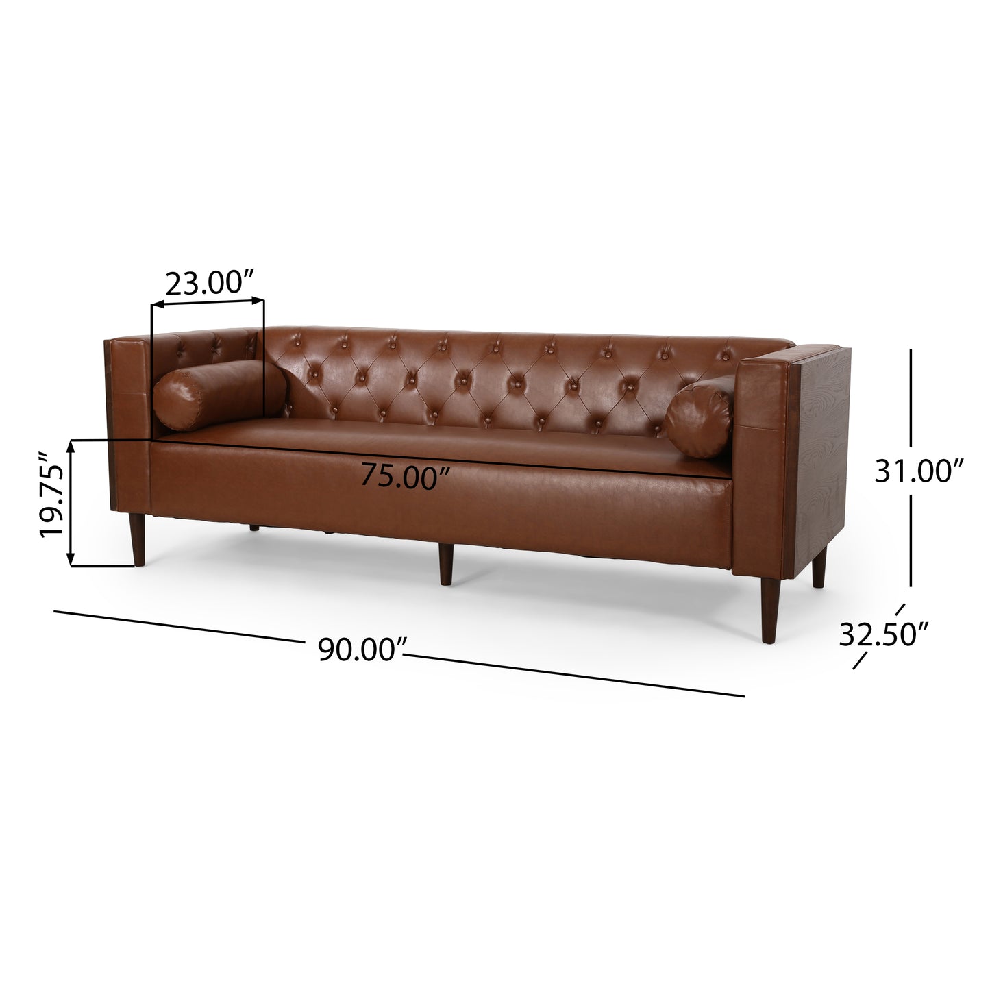 Light Brown 3-Seater PU Sofa - Contemporary Comfort