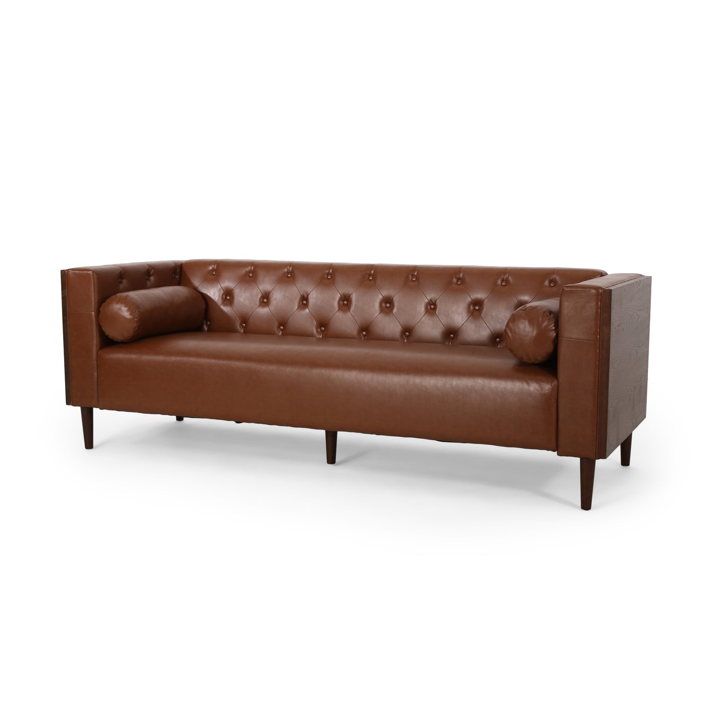Light Brown 3-Seater PU Sofa - Contemporary Comfort