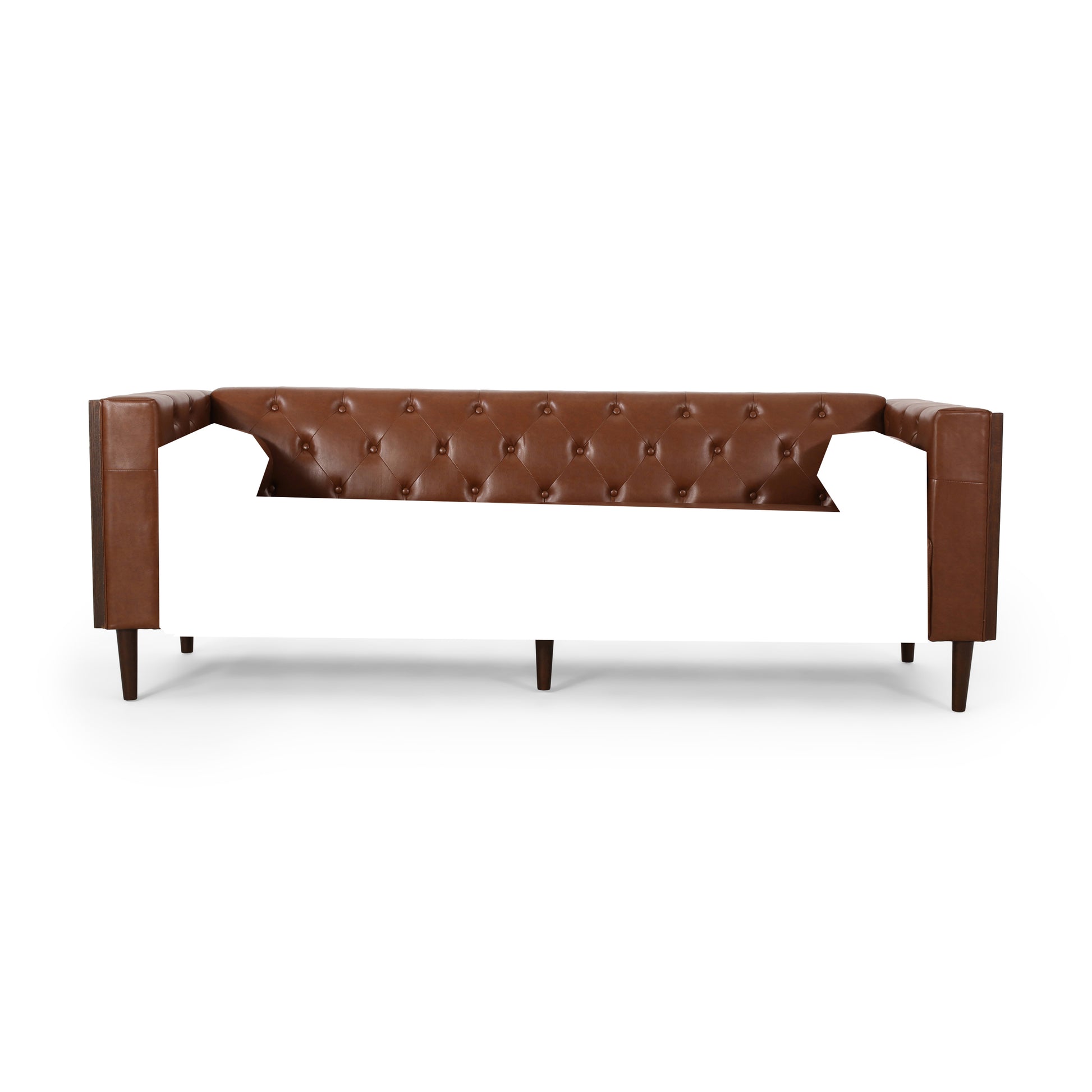 Light Brown 3-Seater PU Sofa - Contemporary Comfort