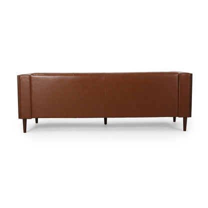Light Brown 3-Seater PU Sofa - Contemporary Comfort