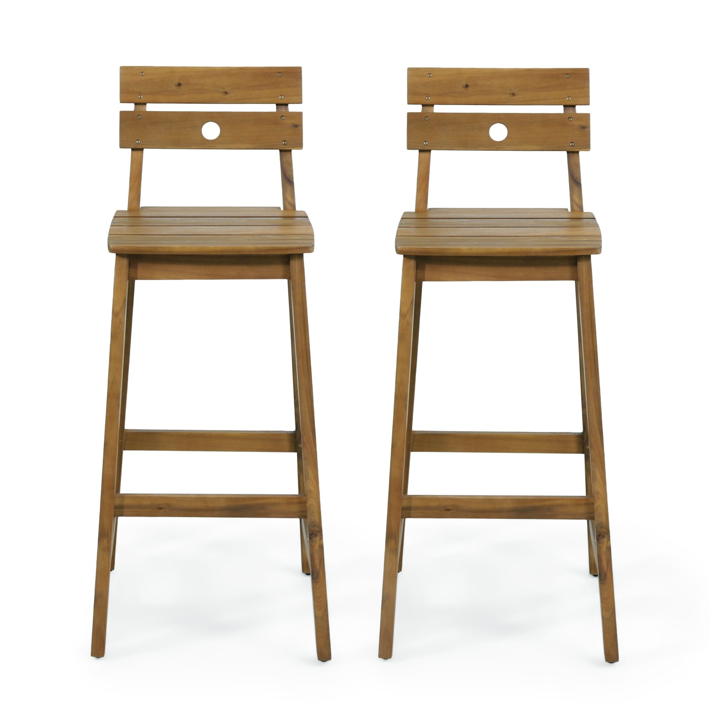 Ashlyn Barstool - Acacia Wood Dining Stools, Set of 2