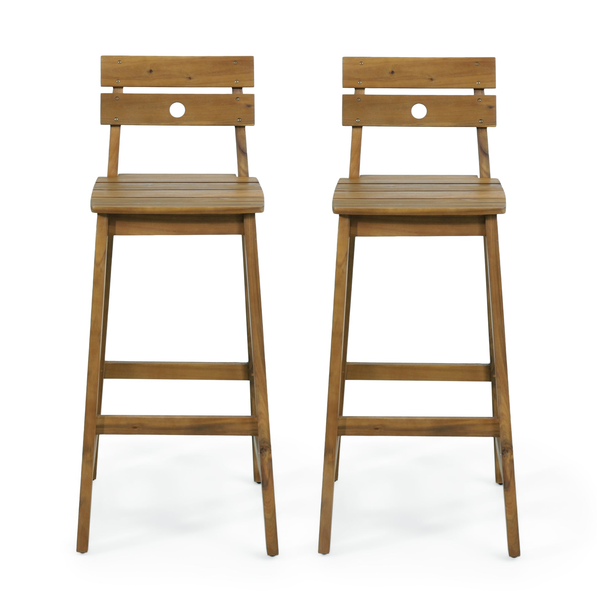 Ashlyn Barstool - Acacia Wood Dining Stools, Set of 2