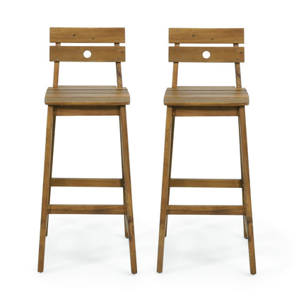 Ashlyn Barstool - Acacia Wood Dining Stools, Set of 2