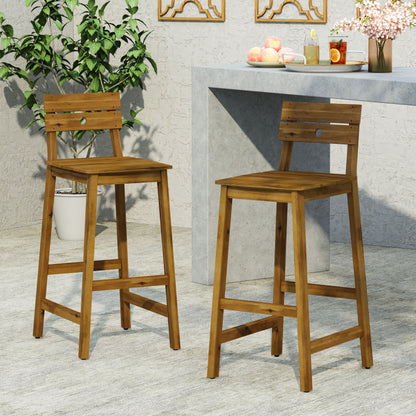 Ashlyn Barstool - Acacia Wood Dining Stools, Set of 2