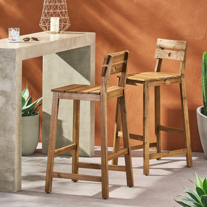 Ashlyn Barstool - Acacia Wood Dining Stools, Set of 2