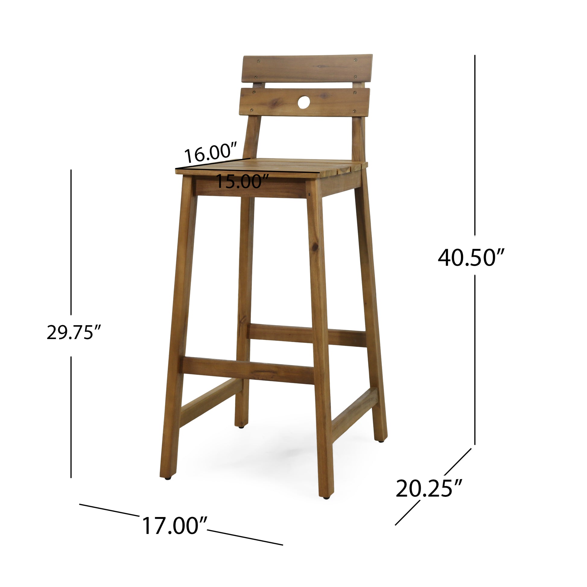 Ashlyn Barstool - Acacia Wood Dining Stools, Set of 2