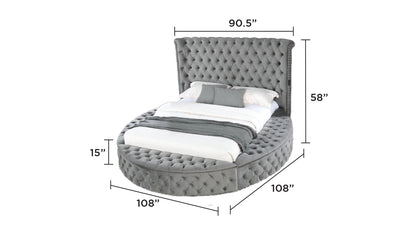 Queen Gray Velvet Upholstered Bed Frame with Storage