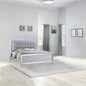 Sterling Queen Size Upholstered LED Bed made with wood in Silver Color