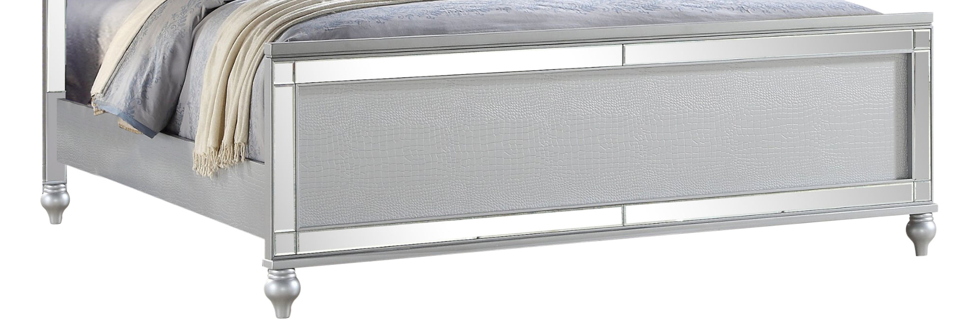 STERLING Full Size Upholstered LED Bed - Silver