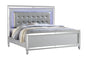 STERLING Full Size Upholstered LED Bed made with wood in Silver Color